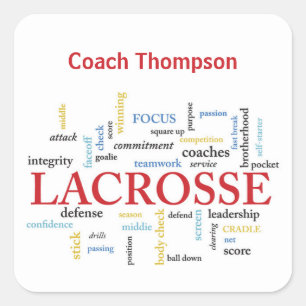 Personalize Name Lacrosse Coach Thanks Words Square Sticker