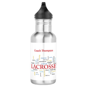 Personalize Name Lacrosse Coach Thanks Words Stainless Steel Water Bottle