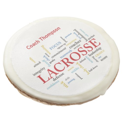 Personalize Name Lacrosse Coach Thanks Words Sugar Cookie