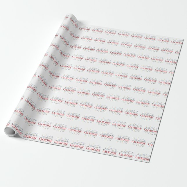 Personalize Name Lacrosse Coach Thanks Words Wrapping Paper (Unrolled)