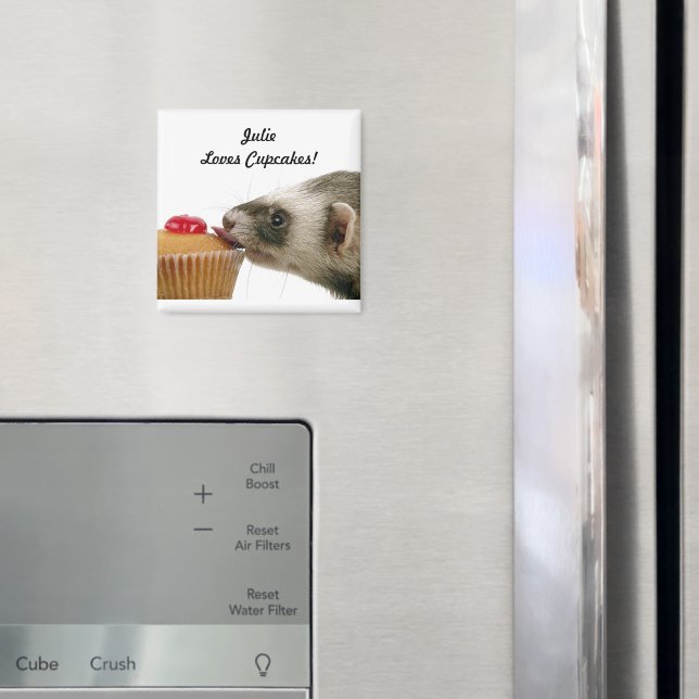 Personalize Name Loves Cupcakes Ferrets Magnet (In Situ (Fridge))