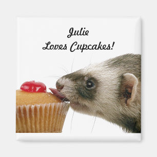 Personalize Name Loves Cupcakes Ferrets Magnet