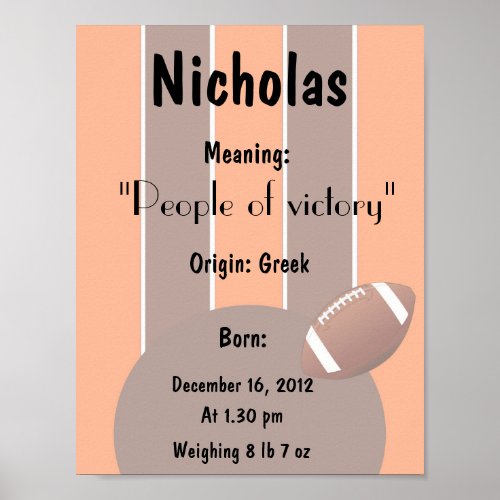Personalize Name meaning Football keepsake Poster