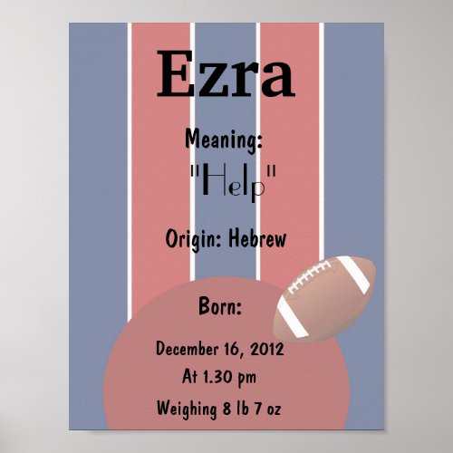 Personalize Name meaning Football keepsake Poster