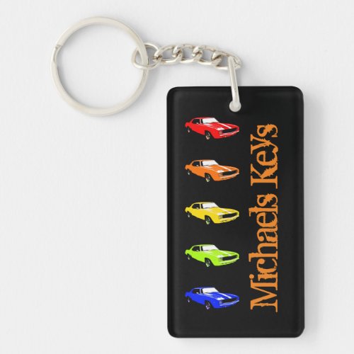 Personalize Name Mens I Love Cars Keychain