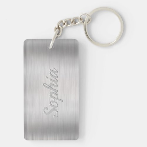 Personalize Name  Message Brushed Steel Keychain