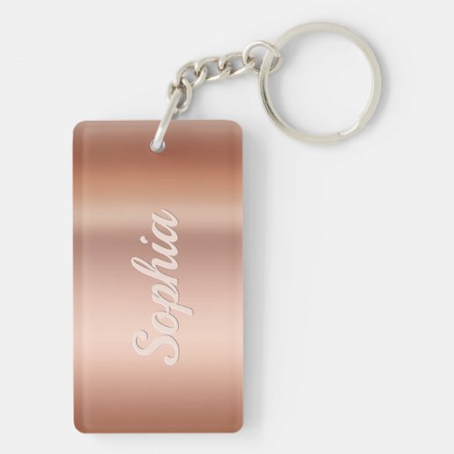 Personalize Name  Message Rose Gold Keychain
