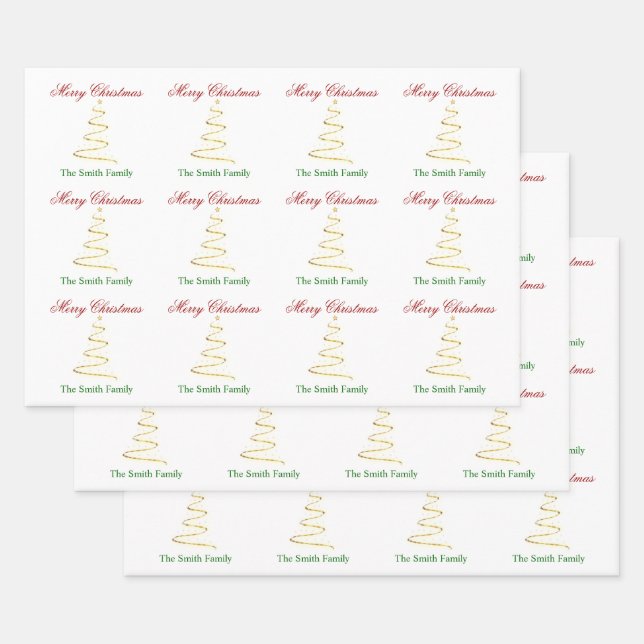Personalize Name Modern Christmas Tree Paper (Set)