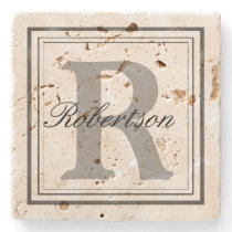 Personalize Name Monogram Initials Stone Coaster Personalize Name Monogram Initials Stone Coaster
