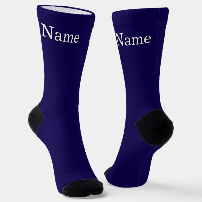 Personalize Name Navy Blue  Socks (Angled)