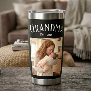 Personalize Name New Grandma Est Year Photo Insulated Tumbler