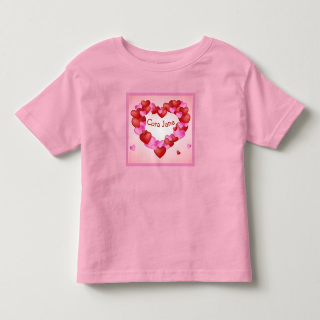 Personalize Name on  Hearts and More Hearts Toddler T-shirt (Front)
