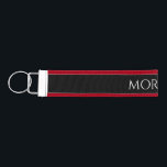 Personalize Name or Initials in White on Black Wrist Keychain<br><div class="desc">Personalize your name,  initials or message in white text on black background. An elegant and simple design.</div>