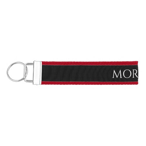Personalize Name or Initials in White on Black Wrist Keychain
