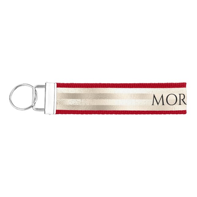 Personalize Name or Initials On Yellow Gold Bands Wrist Keychain (Keys on Left)