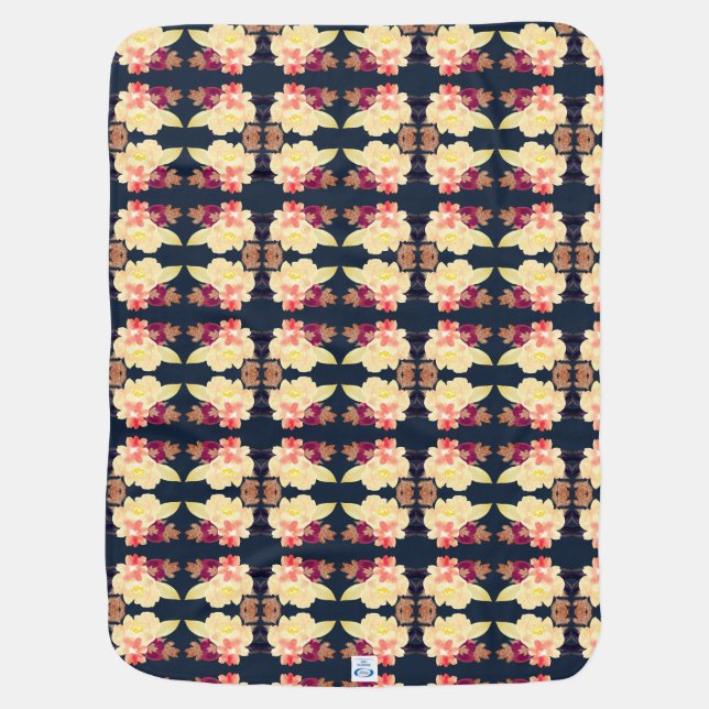 Personalize Name Perfume Bottles Pink Floral Baby Blanket (Back)