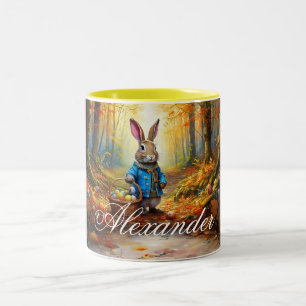 Personalize Name Peter Easter Eggs Basket Two-Tone Coffee Mug