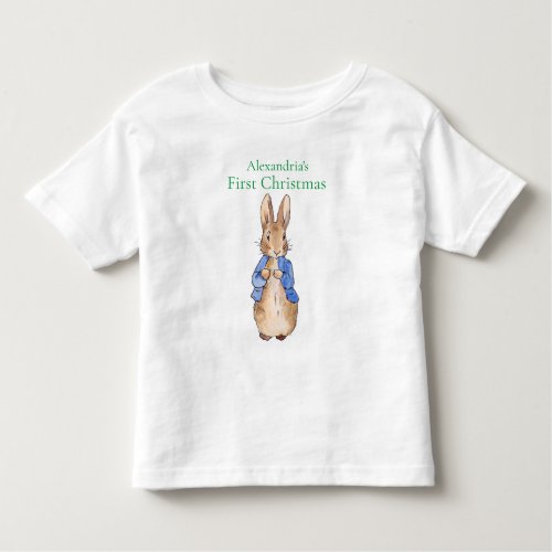 Personalize Name  Peter the Rabbit First Christmas Toddler T_shirt
