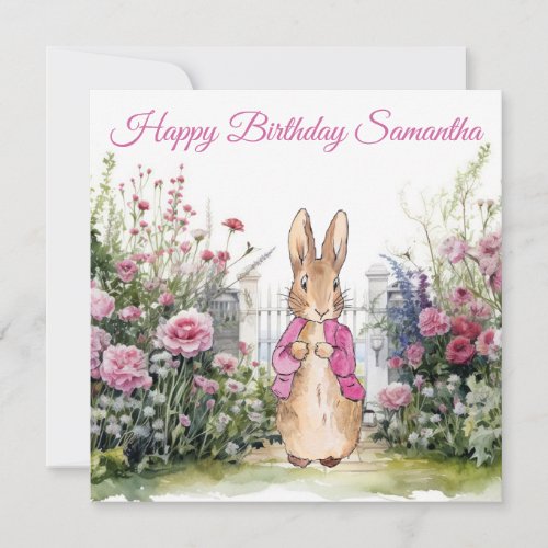 Personalize Name Peter the Rabbit Pink Jacket  Card