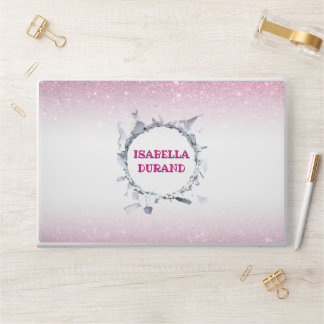 Personalize name & pink background HP laptop skin