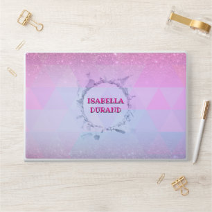 Personalize name & pink background HP laptop skin