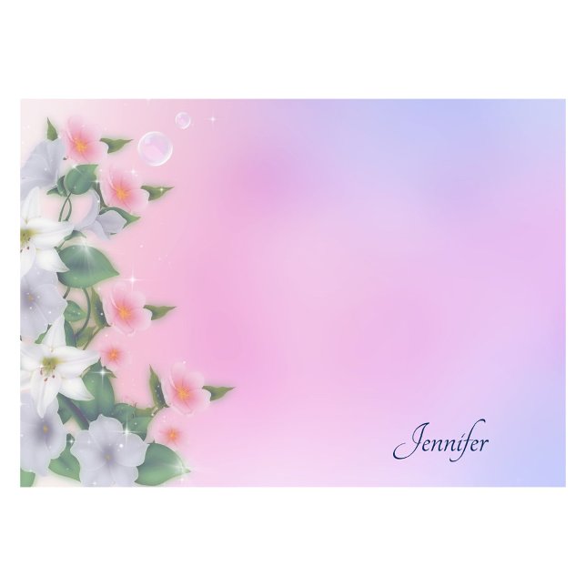 Personalize Name Pink Lavender Floral Gift Post-it Notes (Creator Uploaded)
