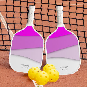 Personalize Name Pink Waves Pickleball Paddle