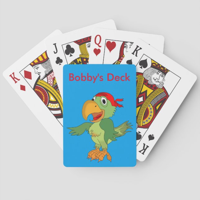 Personalize Name Pirate Bird Custom Kids Card Game (Back)