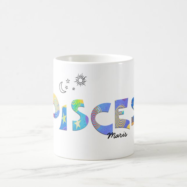 Personalize Name-PISCES Birthday Zodiac Mug (Center)