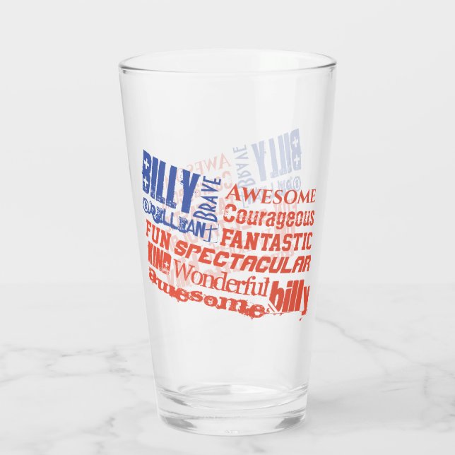 Personalize Name Positive Affirmations USA flag Glass (Back)