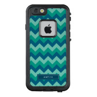 Personalize Name Preppy Teal Blue Chevron LifeProof FRĒ iPhone 6/6s Case