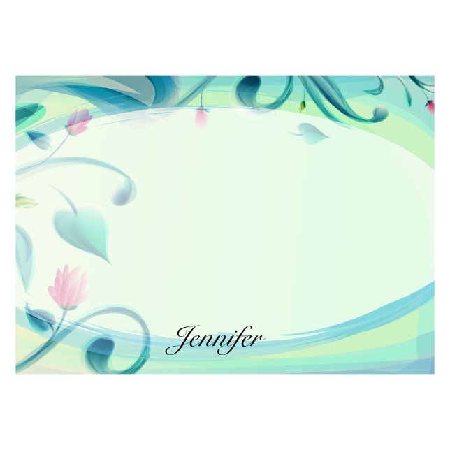 Personalize Name Pretty Green Floral Cute Post-it Notes (Creator Uploaded)