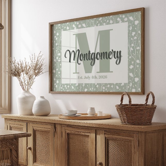 Personalize Name Print Sage Green White Floral (Creator Uploaded)