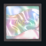 Personalize Name Purple Script, Iridescent Wave Gift Box<br><div class="desc">Personalize your Name In Purple Script on Iridescent Glitter Wave background. Click “Customize” to change colors and type styles.</div>