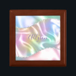 Personalize Name Purple Script, Iridescent Wave Gift Box<br><div class="desc">Personalize your Name In Purple Script on Iridescent Glitter Wave background. Click “Customize” to change colors and type styles.</div>