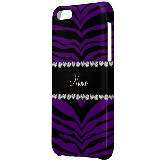 Personalize name purple tiger stripes iPhone case (Back Left)