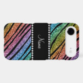 Personalize name rainbow glitter zebra stripes iPod touch 5G case (Back (Horizontal))