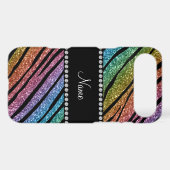 Personalize name rainbow glitter zebra stripes iPod touch 5G case (Back (Horizontal))