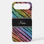 Personalize name rainbow glitter zebra stripes iPod touch 5G case (Back)