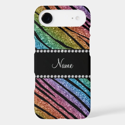 Personalize name rainbow glitter zebra stripes iPod touch 5G case (Back)