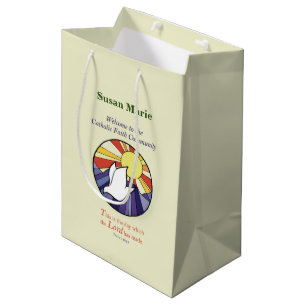 Personalize Name, RCIA Dove Circle on Yellow Medium Gift Bag