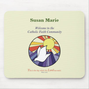 Personalize Name, RCIA Dove Circle on Yellow Mouse Pad
