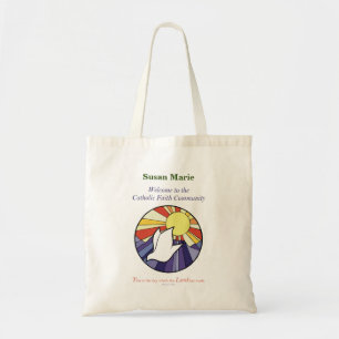Personalize Name, RCIA Dove Circle on Yellow Tote Bag