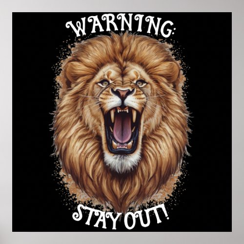 Personalize Name Roaring Lion Warning Stay Out Poster