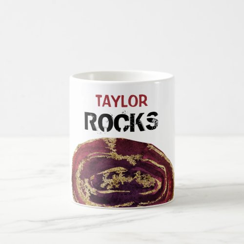  Personalize NAME Rock Agate Gold Glitter Coffee Mug