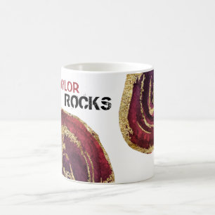 *~* Personalize NAME Rock Agates Gold Glitter Coffee Mug