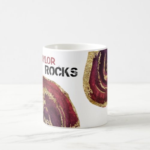  Personalize NAME Rock Agates Gold Glitter Coffee Mug