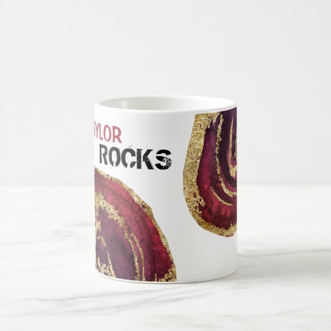 *~* Personalize NAME Rock Agates Gold Glitter Coffee Mug (Center)