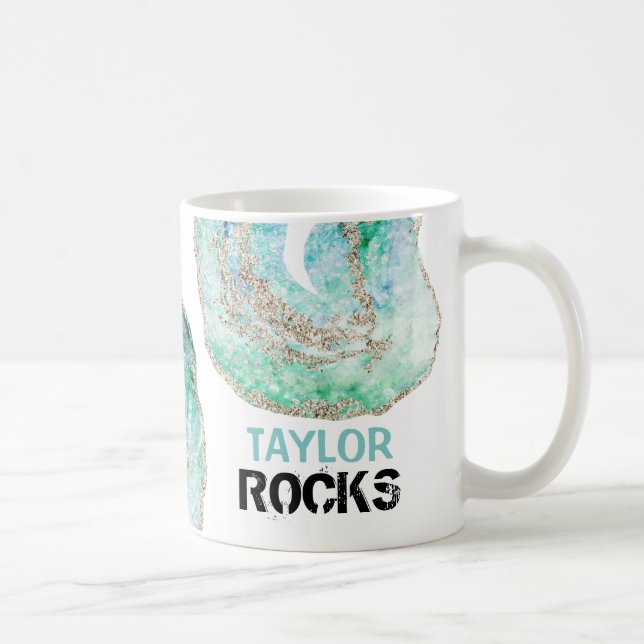 *~* Personalize NAME ROCKS Geode Gold  Glitter Coffee Mug (Right)