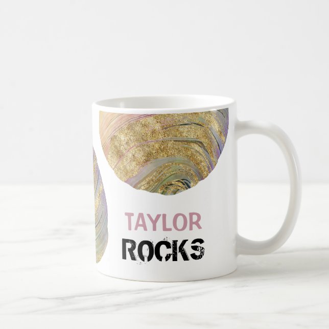 *~* Personalize NAME ROCKS Magneta Pastels Glitter Coffee Mug (Right)